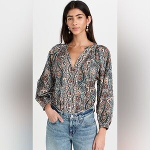 Anthropologie Cleobella Fabiola Floral Voile Blouse | Size L | 100% Cotton | EUC